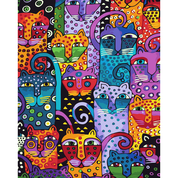 Картина по номерам Тварини, птахи та риби - Цветные коты