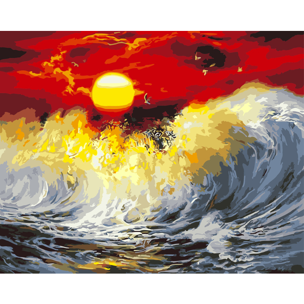 Картина по номерам Кораблі, автомобілі та літаки - Багряний захід