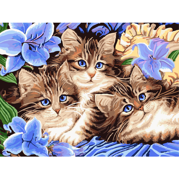 Картина по номерам Тварини, птахи та риби - Три киски