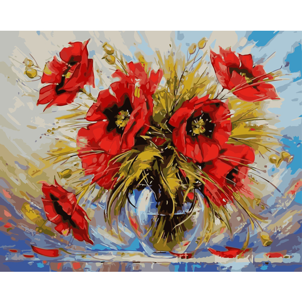 Картина по номерам Квіти - Букет маків