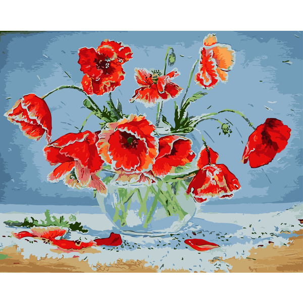 Картина по номерам Квіти - Маки у вазі