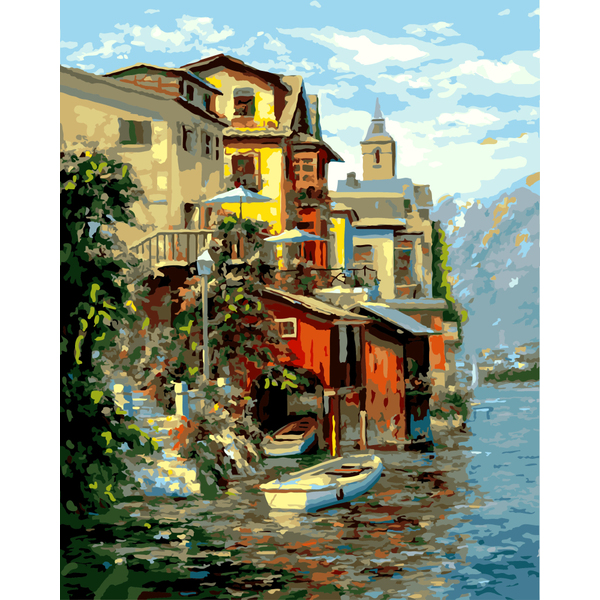 Картина по номерам Пейзажі - Город на озере