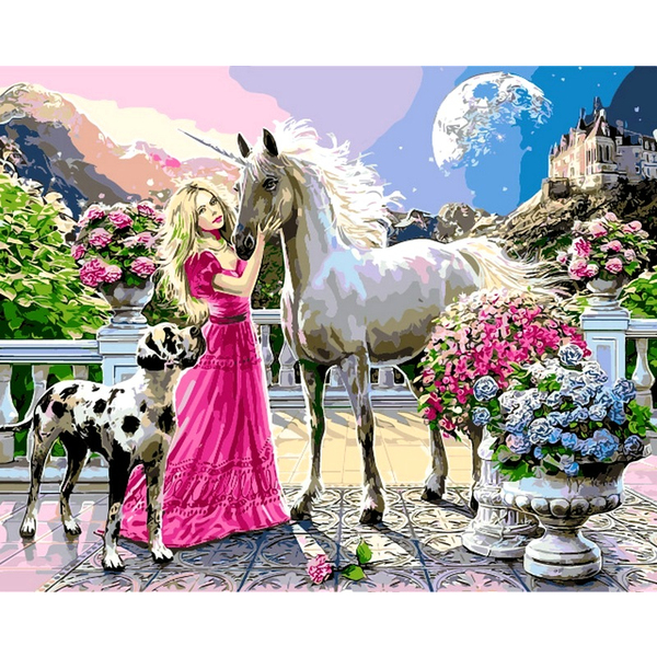 Картина по номерам Люди на картинах - Принцесса и единорог