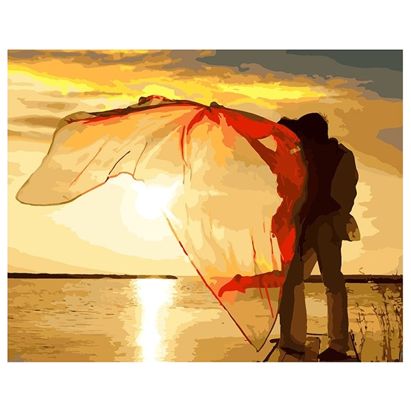 Картина по номерам Люди на картинах - Двоє на заході сонця