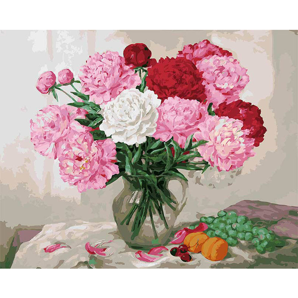 Картина по номерам Квіти - Пионы и виноград