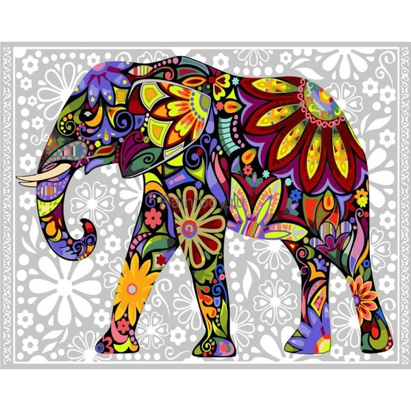 Картина по номерам Тварини, птахи та риби - Цветочный слон
