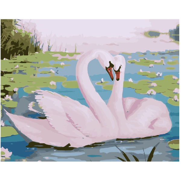 Картина по номерам Тварини, птахи та риби - Прекрасные лебеди