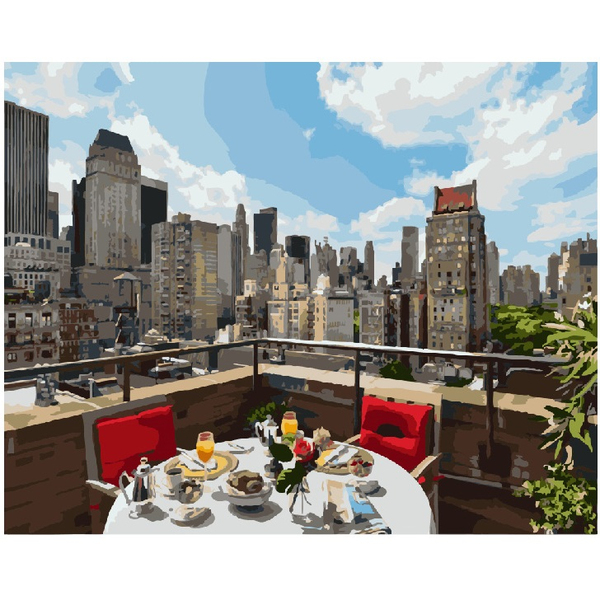 Картина по номерам Города - Сніданок у великому місті