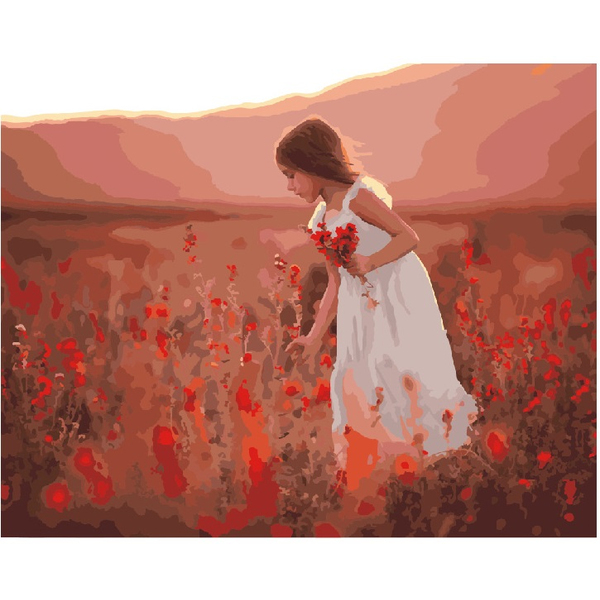 Картина по номерам Діти та ангели - Дівчинка в полі