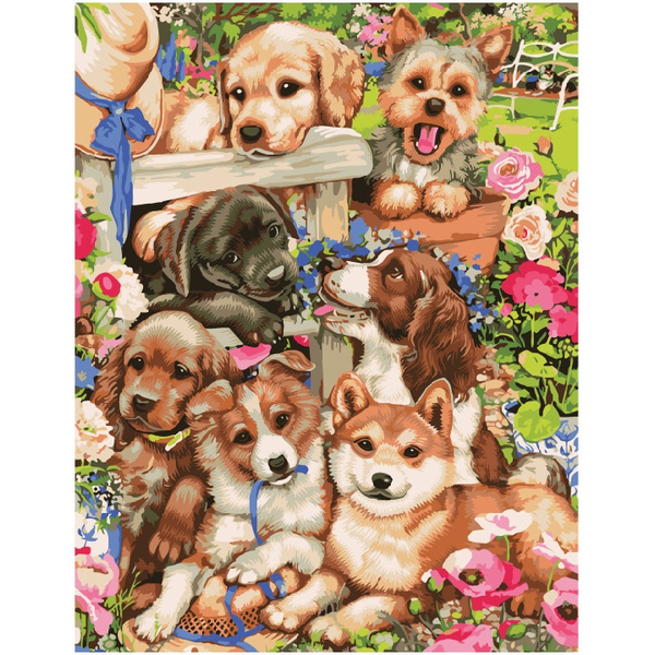 Картина по номерам Тварини, птахи та риби - Озорные щенки