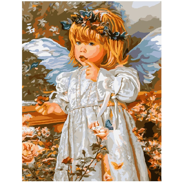 Картина по номерам Діти та ангели - Дівчинка-янголятко