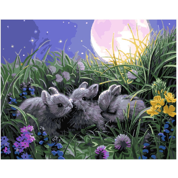 Картина по номерам Тварини, птахи та риби - Милые зайчата