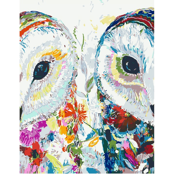 Картина по номерам Тварини, птахи та риби - Цветочные совушки