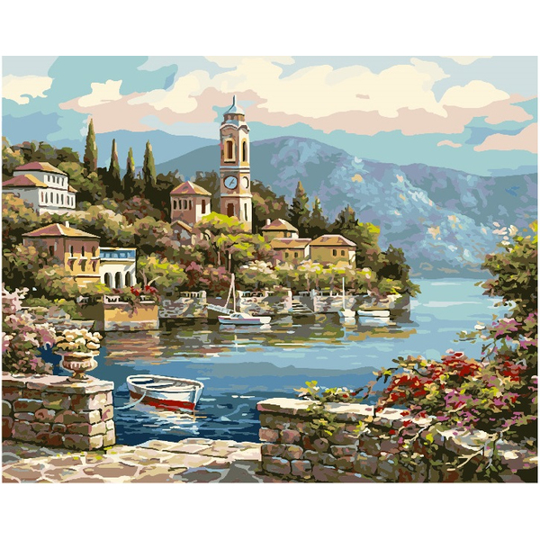 Картина по номерам Природа - Часовня у залива