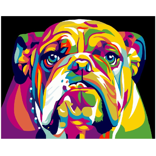 Картина по номерам Поп Арт - Веселковий американський бульдог