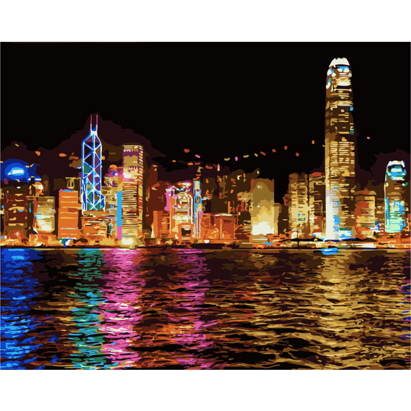 Картина по номерам Города - Нічний Гонконг