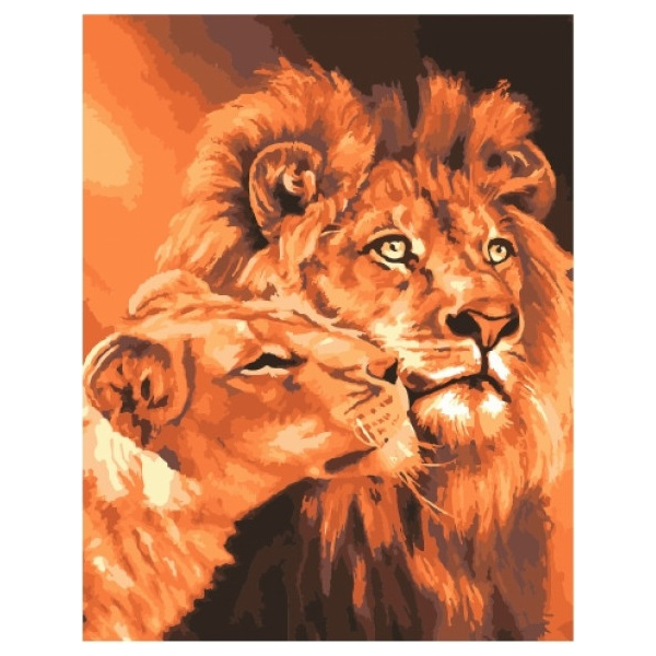 Картина по номерам Тварини, птахи та риби - Закохані леви
