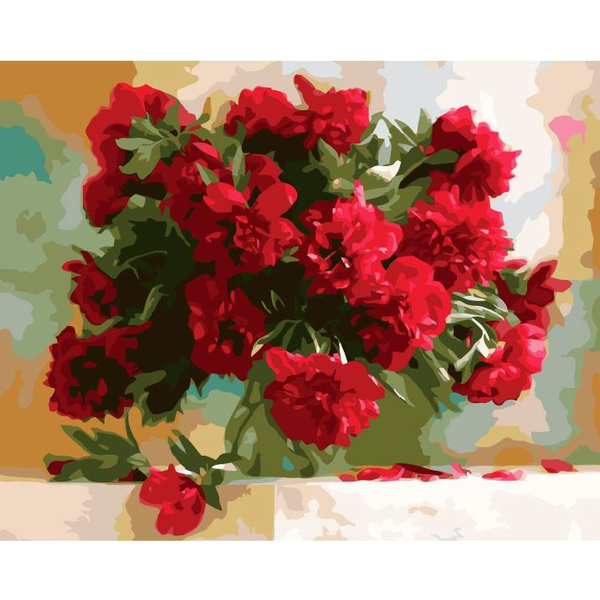 Картина по номерам Квіти - Червоні піони