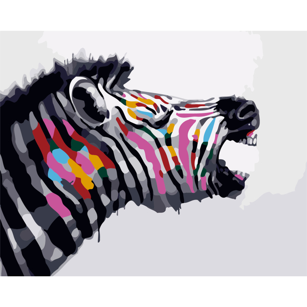 Картина по номерам Тварини, птахи та риби - Зебра поп-арт