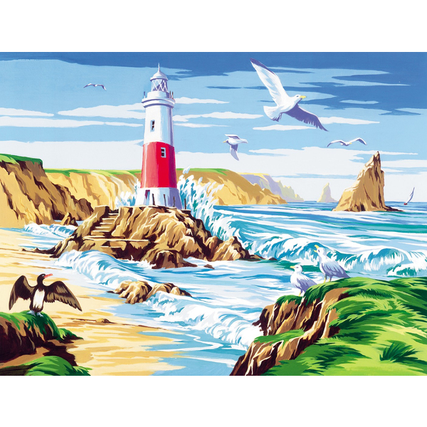 Картина по номерам Кораблі, автомобілі та літаки - Маяк і чайки