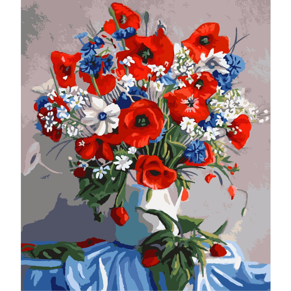 Картина по номерам Квіти - Маки у вазі