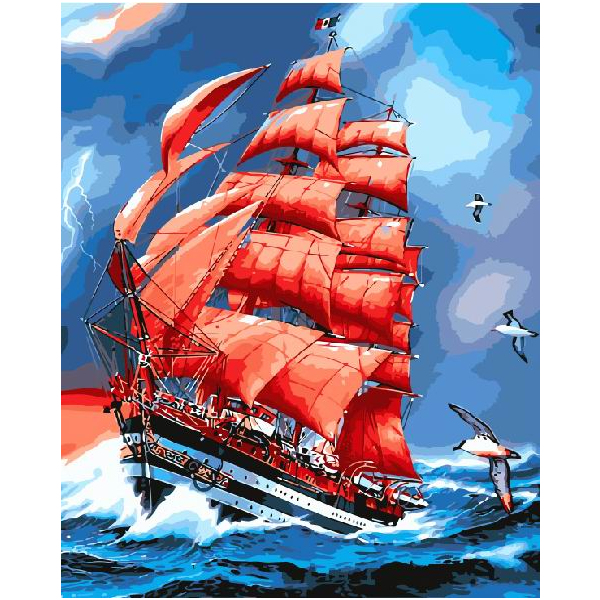 Картина по номерам Кораблі, автомобілі та літаки - Пурпурові вітрила