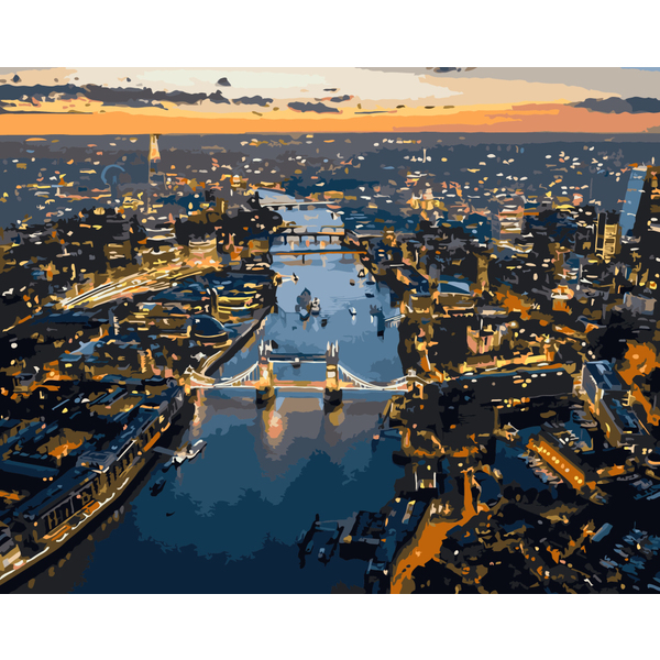 Картина по номерам Города - Захід сонця над містом