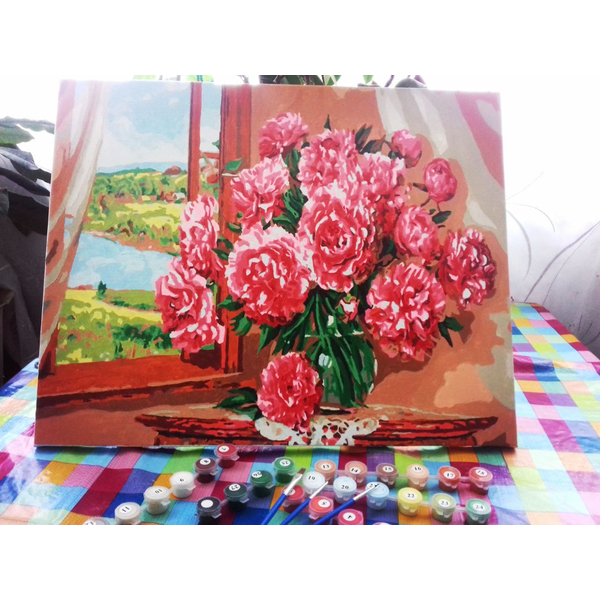 Картина по номерам Квіти - Яскраві піони