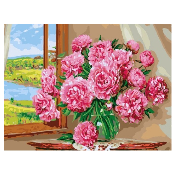 Картина по номерам Квіти - Яскраві піони