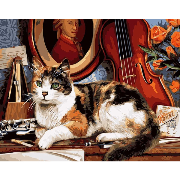 Картина по номерам Тварини, птахи та риби - Кот и скрипка
