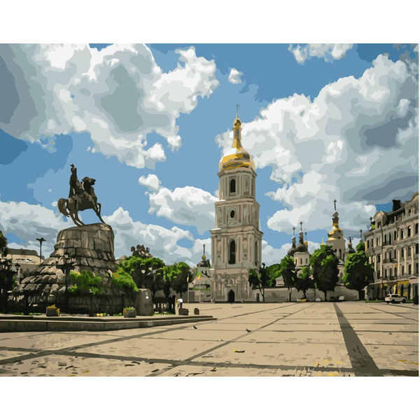 Картина по номерам Города - Пам'ятник Богдану Хмельницькому (Київ)