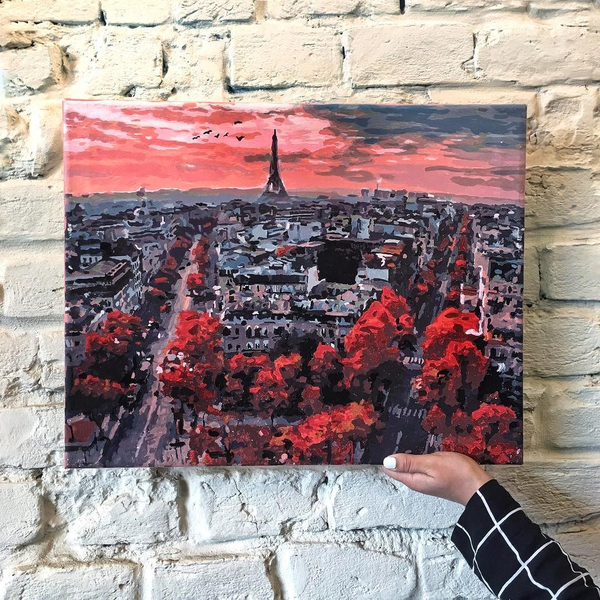 Картина по номерам Города - Червоні фарби в Парижі