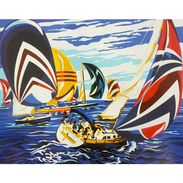 Картина по номерам Кораблі, автомобілі та літаки - Яскраві вітрильники