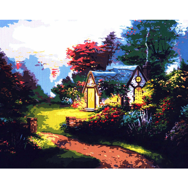 Картина по номерам Пейзажі - Домик в леcу
