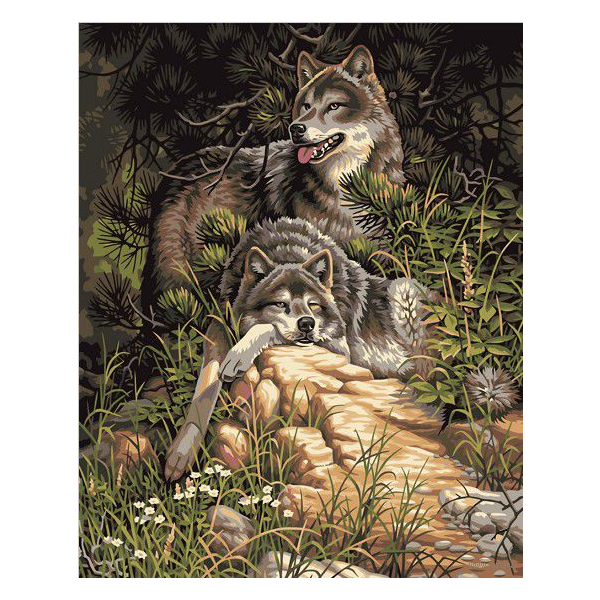 Картина по номерам Тварини, птахи та риби - Два волка