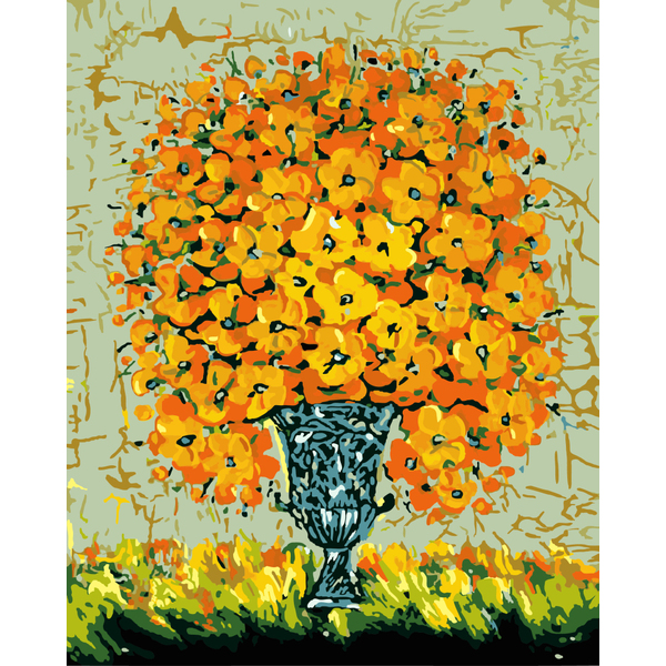 Картина по номерам Квіти - Нарисованный букет в вазе