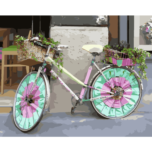 Картина по номерам Пейзажі - Велосипед с корзинкой