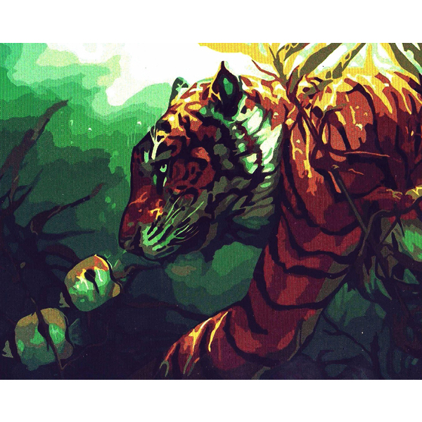 Картина по номерам Тварини, птахи та риби - Тигр и рыбка