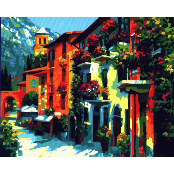 Картина по номерам Пейзажі - Домики у гор