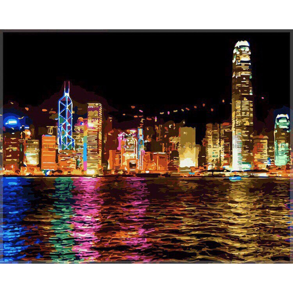 Картина по номерам Города - Нічний Гонконг