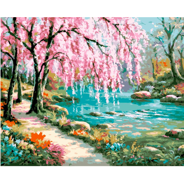 Картина по номерам Пейзажі - Волшебное дерево у реки