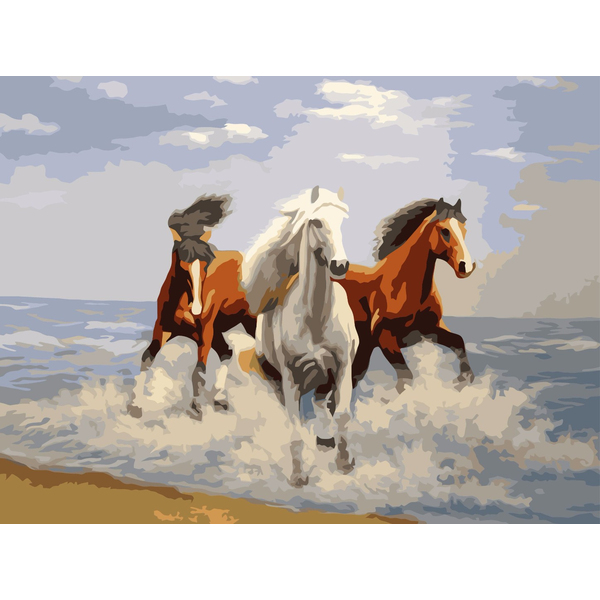 Картина по номерам Тварини, птахи та риби - Бегущие лошади