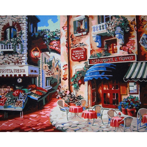 Картина по номерам Пейзажі - Кафе на углу улицы