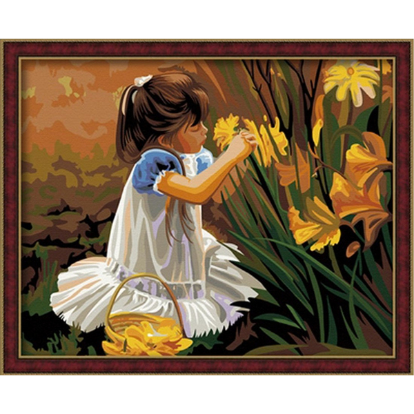 Картина по номерам Люди на картинах - Дівчина і букет
