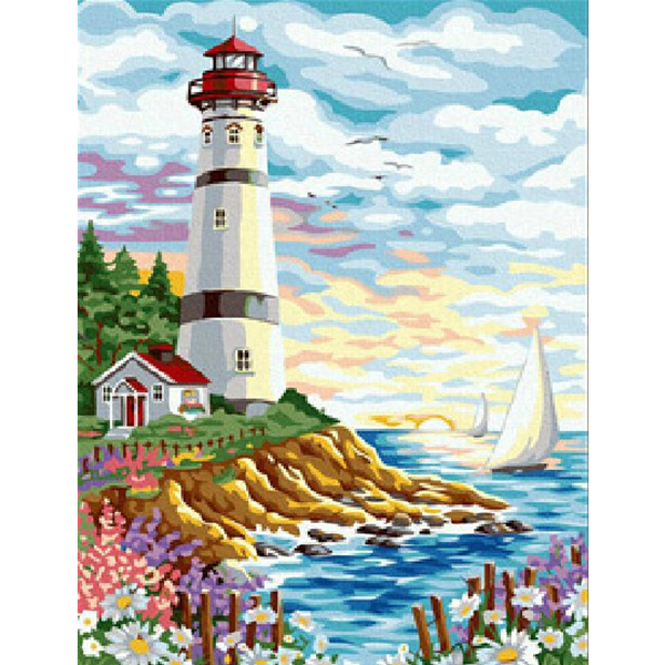 Картина по номерам Природа - Маяк и парусник