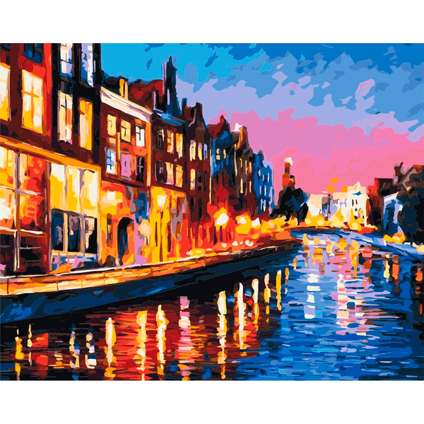 Картина по номерам Города - Вечірній Амстердам