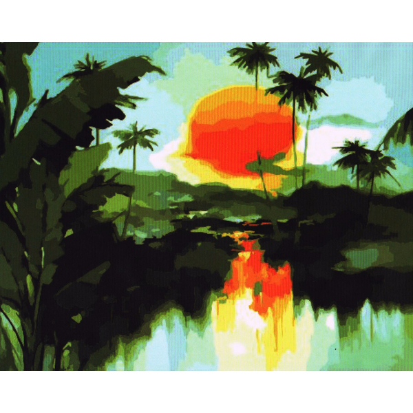 Картина по номерам Природа - Солнце над озером