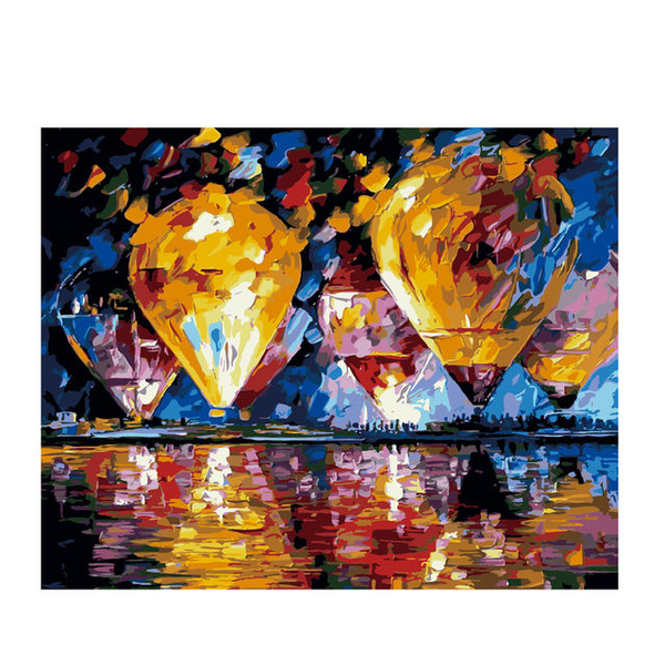 Картина по номерам Природа - Воздушные шары над заливом