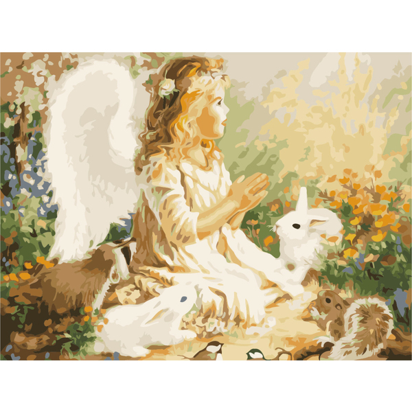 Картина по номерам Діти та ангели - Янголятко в лісі