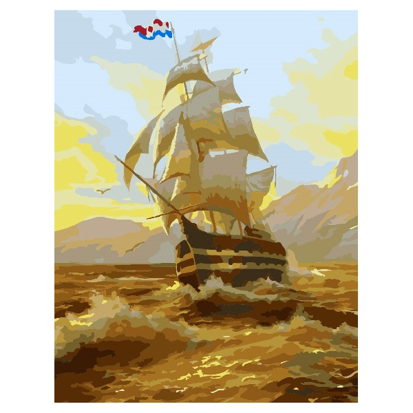 Картина по номерам Кораблі, автомобілі та літаки - Корабель на світанку